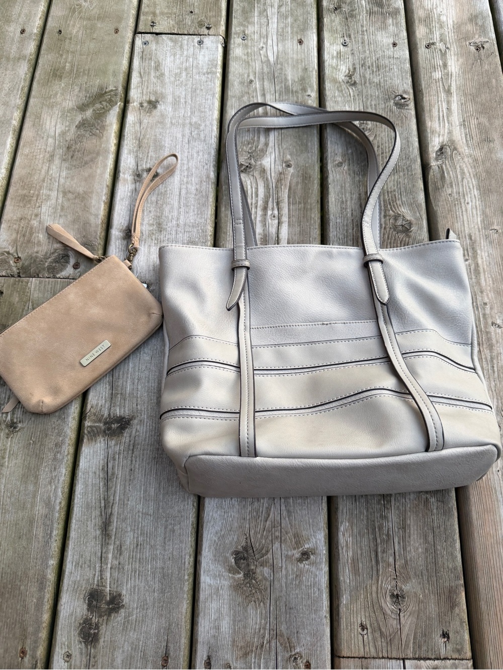 Company Cream Ivory Tote Bag + Nine West Wristlet Purse Bundle